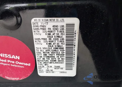 2018 Nissan Rogue S z USA, uszkodzony, nr VIN JN8AT2MT8JW458481